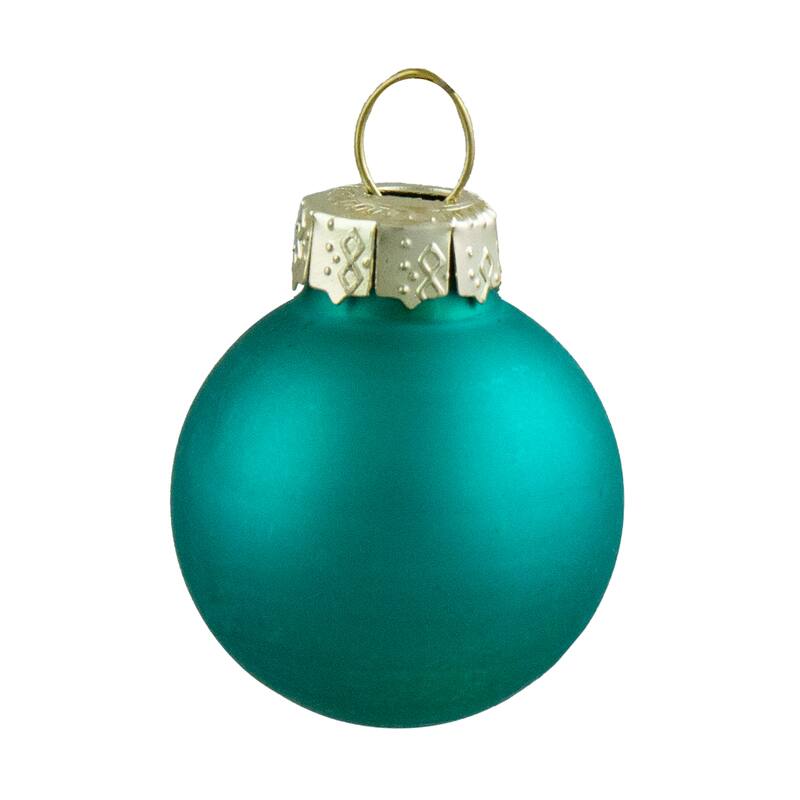 24ct Shiny Matte Teal Green Glass Ball Christmas Ornaments 1" (25mm)