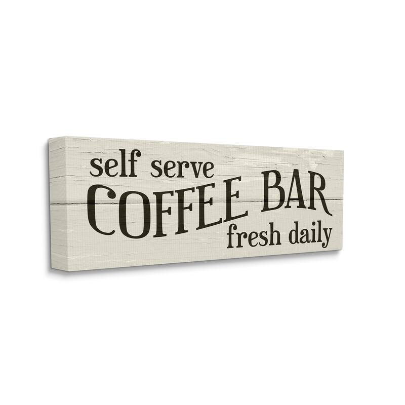 Stupell Self Serve Coffee Bar Sign Rustic Plank Pattern Canvas Wall Art - Green