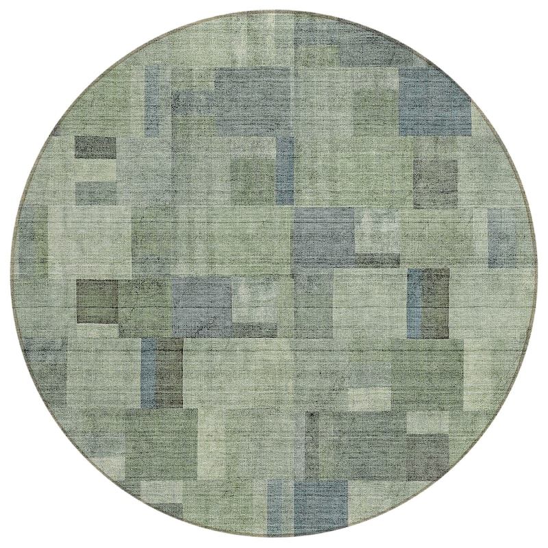 Machine Washable Indoor/ Outdoor Chantille Contemporary Blocks Rug