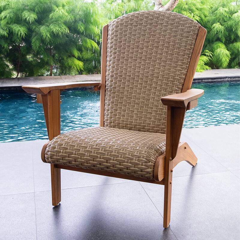 Cambridge Casual Camden Teak Patio Adirondack Chair Set of 2 with Padded Woven Seat