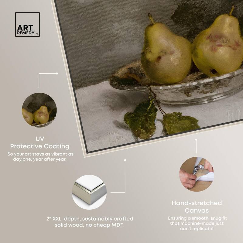 Two Pears in a Silver Bowl Canvas by Art Remedy