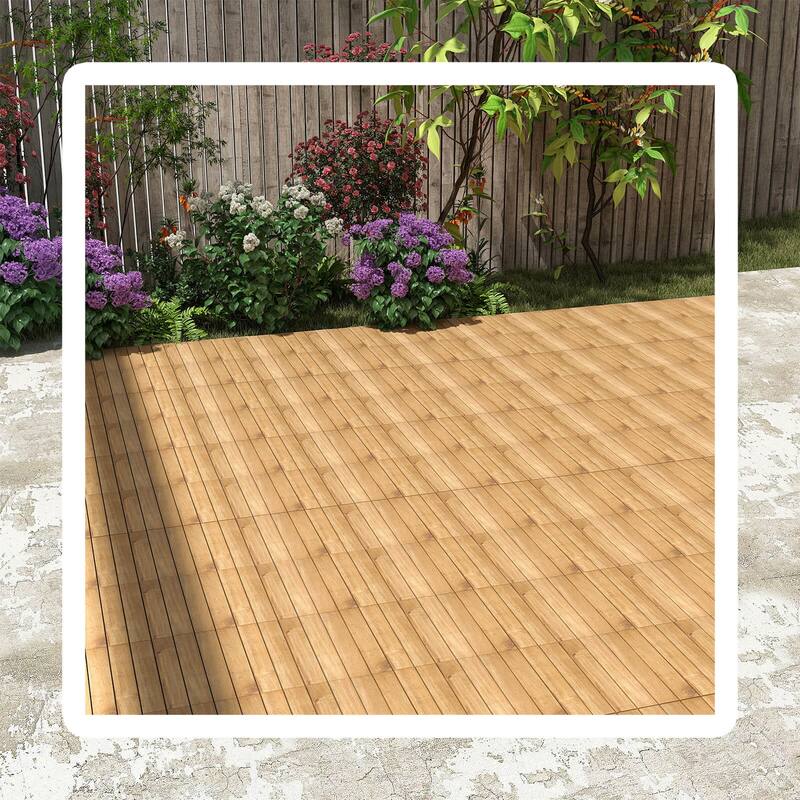 Costway 30 PCS Acacia Wood Flooring Tiles 12" x 12" Snap-in-place - See Details