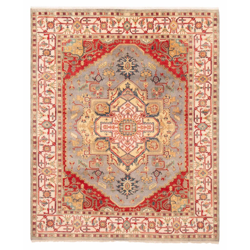 ECARPETGALLERY Hand-knotted Serapi Heritage Light Grey Wool Rug - 8'0 x 10'1