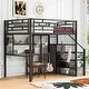 preview thumbnail 14 of 22, Full Size Metal Loft Bed with Wardrobe, Built-in Wood Tabletop Desk, Storage Shelves and Storage Stairs for Bedroom