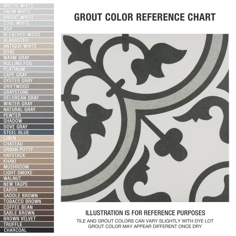 Merola Tile Arte Grey Encaustic 9.75" x 9.75" Porcelain Floor and Wall Tile