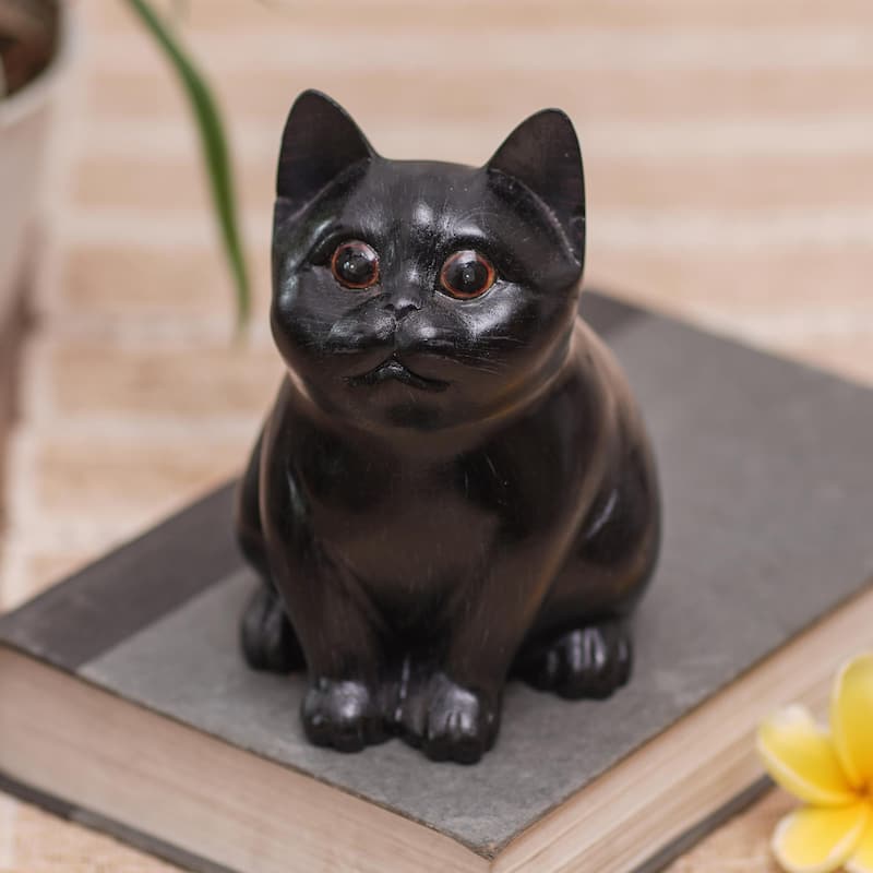 Novica Handmade Chubby Cheeks Wood Figurine