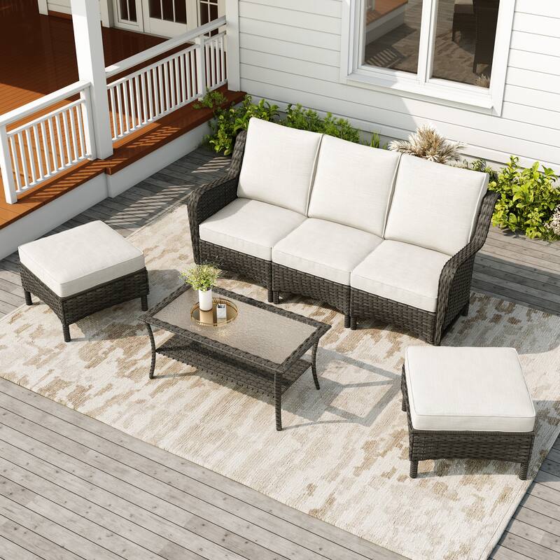 Rattan Outdoor Sectional Set with Modular Seating