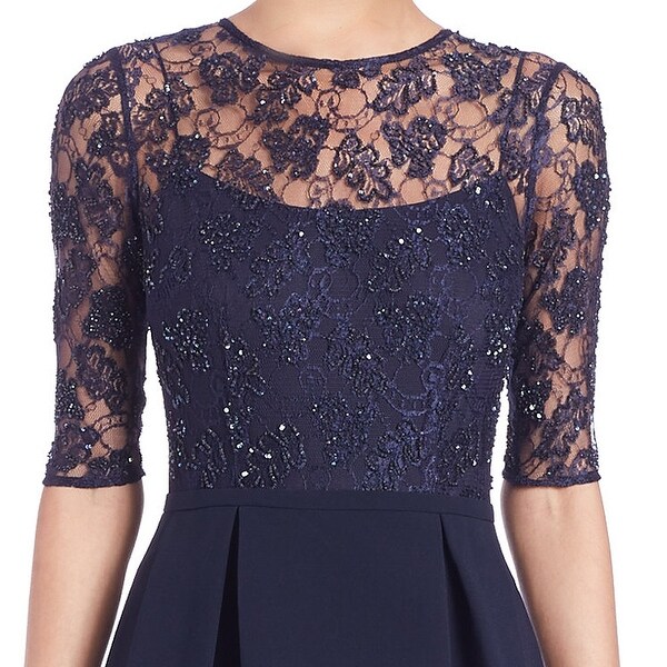teri jon embellished lace peplum gown