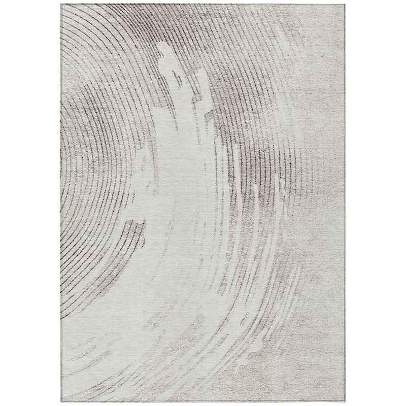 Machine Washable Indoor/Outdoor Contemporary Wave Chantille Rug