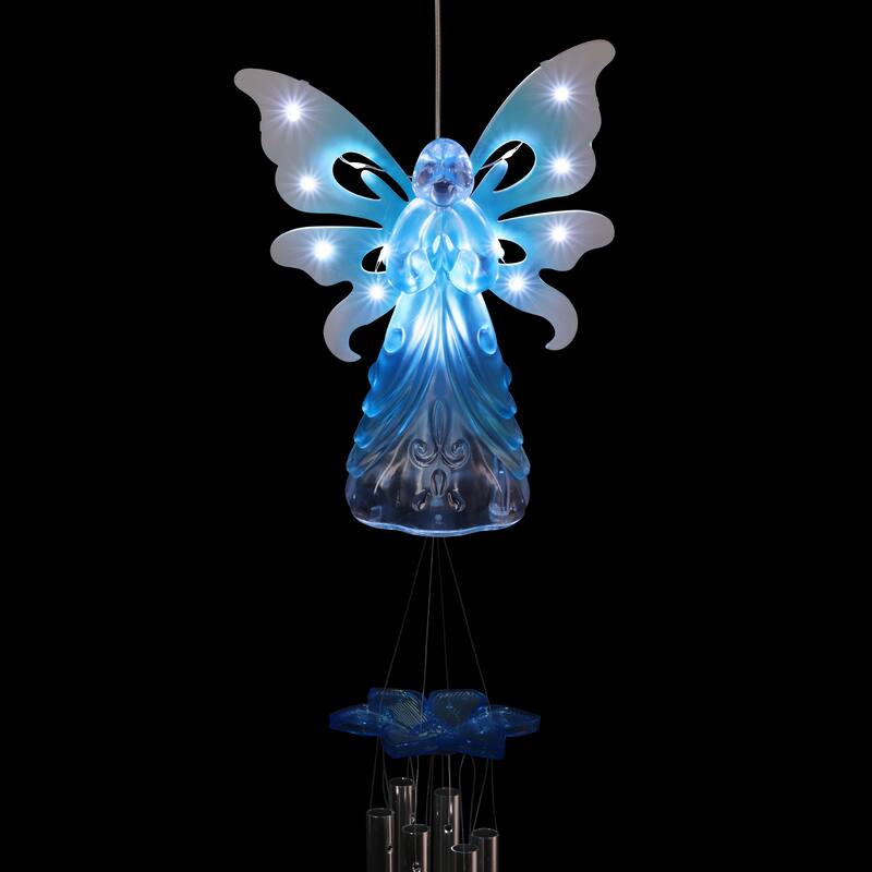 Exhart Large Solar Acrylic Angel Wind Chime, 6.5 by 42 Inches