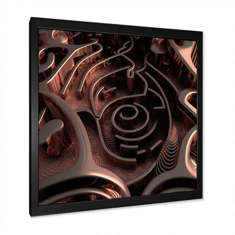 Designart "Futuristic Labyrinth Purple Maze Matrix" Modern Geometric Framed Wall Art Living Room