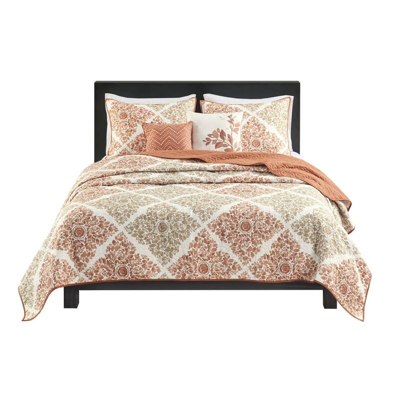 GDF Studio - 6 Piece Printed Reversible Quilt Set with Decorative Pillows