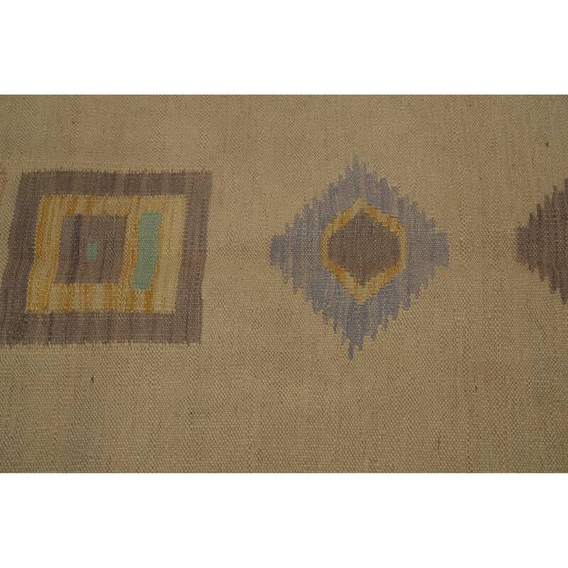 Hand Woven Oriental 100% Wool Carpet Southwestern Tribal Brown Kilim Area Rug - 8' 10'' X 6' 0''
