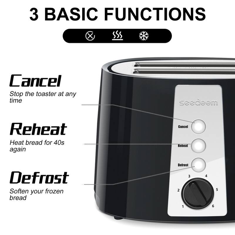 Toaster 2 Slice,6 Shade Settings, Removable Crumb Tray, 750W