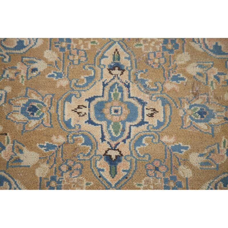 Hand Knotted Oriental 100% Wool Carpet Traditional Floral Pink Mashad Area Rug - 9' 1'' X 5' 7''