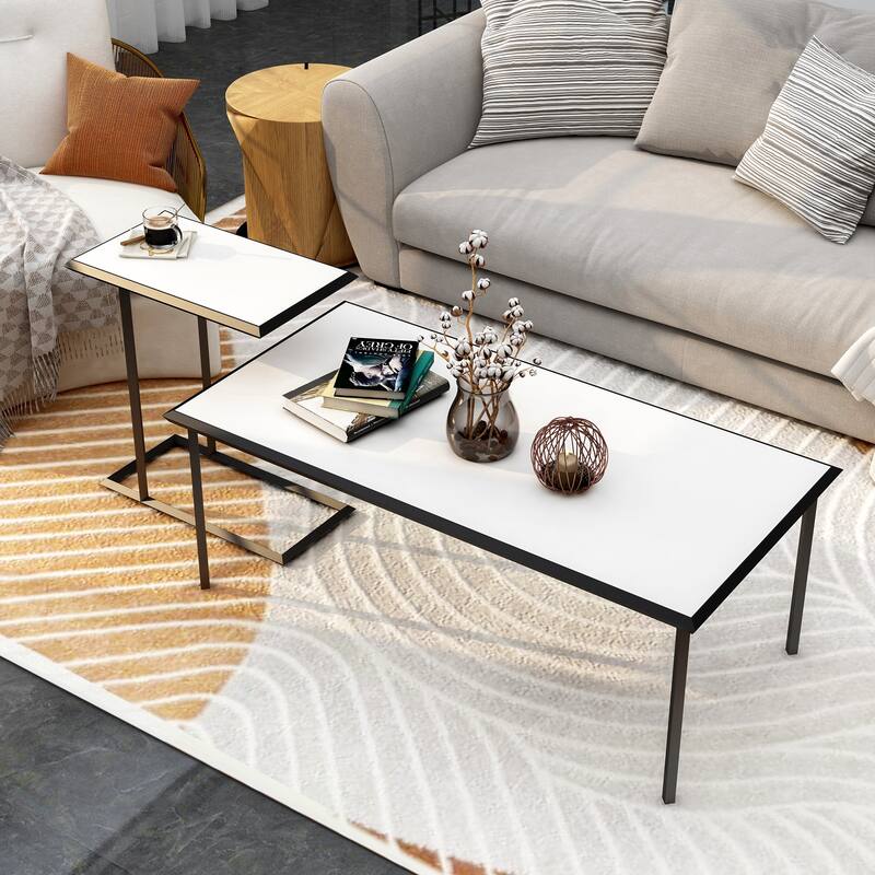 Dromara Contemporary White High Gloss 47-inch Steel 2-Piece Table Set by Furniture of America