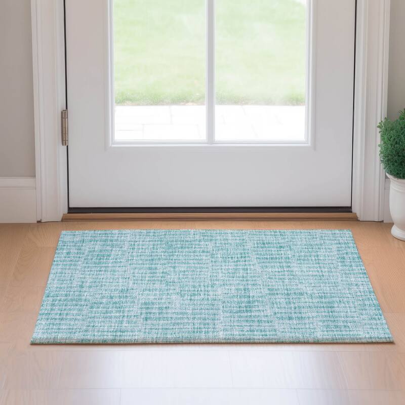 Premium Washable Super Soft Stripe Geo Mayfield Rug - Teal - 1' 8" x 2' 6" - Rectangle
