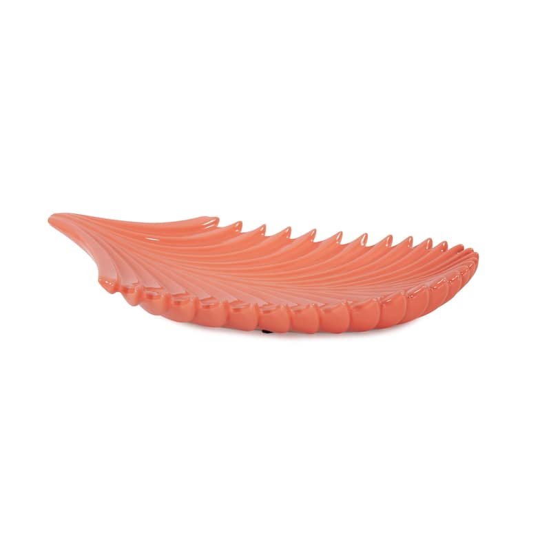 Allan Andrews Glossy Orange Ceramic Coral Reef Textured Tray - 14.25"W x 7.25"D