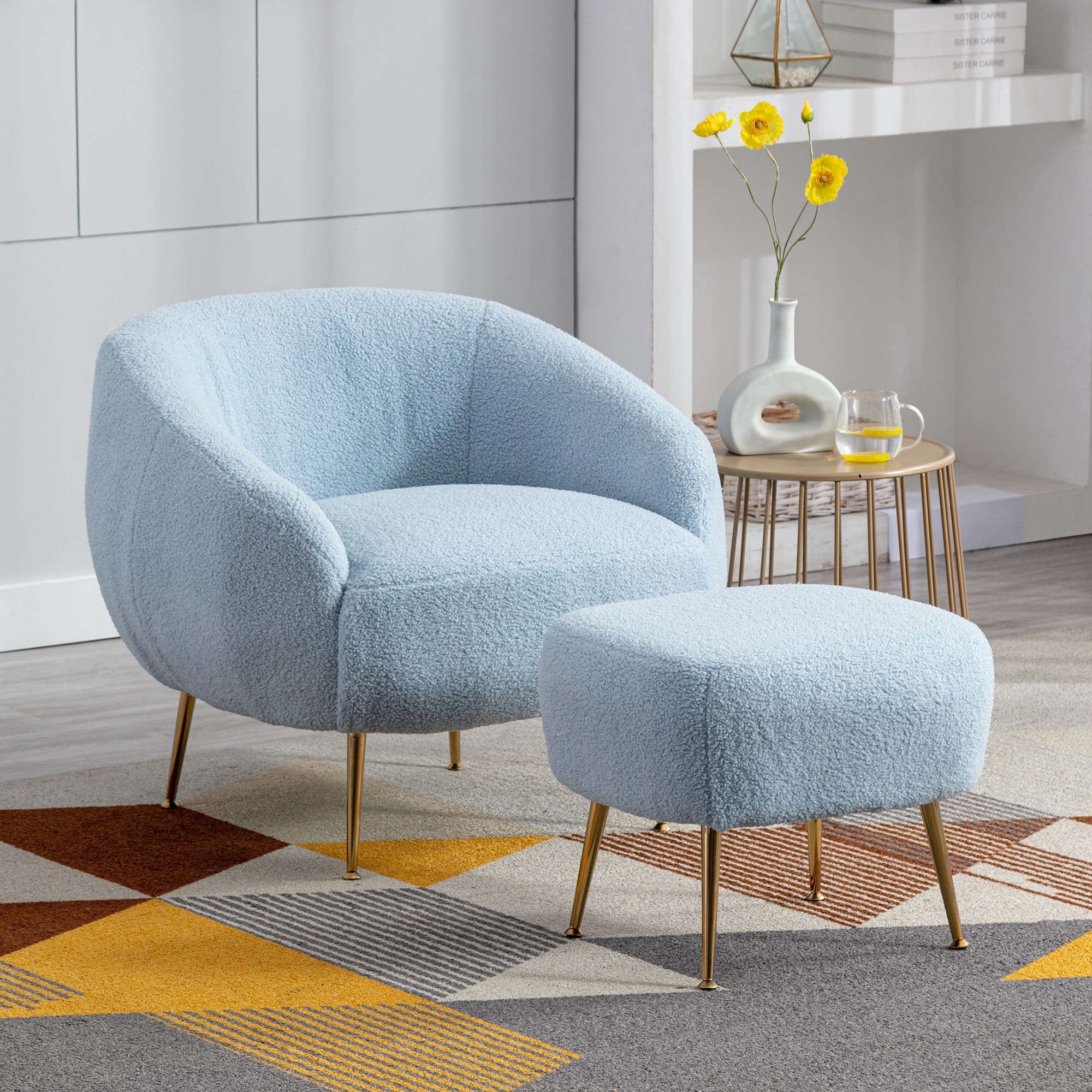 Modern Comfy Leisure Accent Chair Teddy Short Plush Velvet