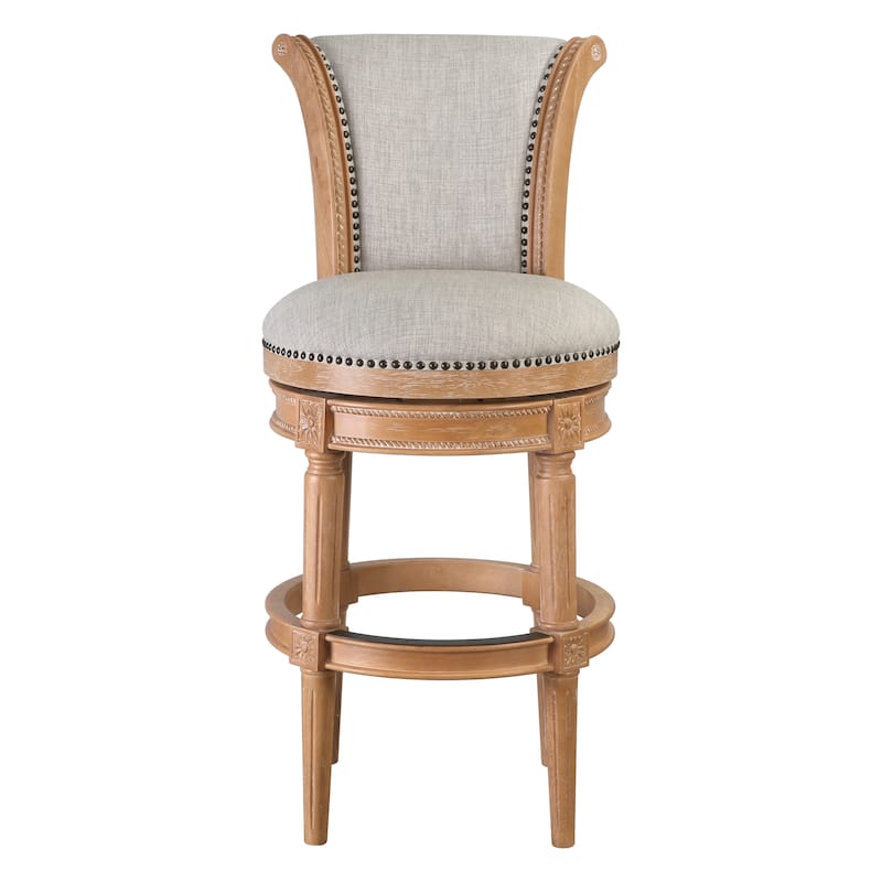 Copper Grove Rijssen Swivel Bar-Height Stool with High Seat Back - Weathered Natural