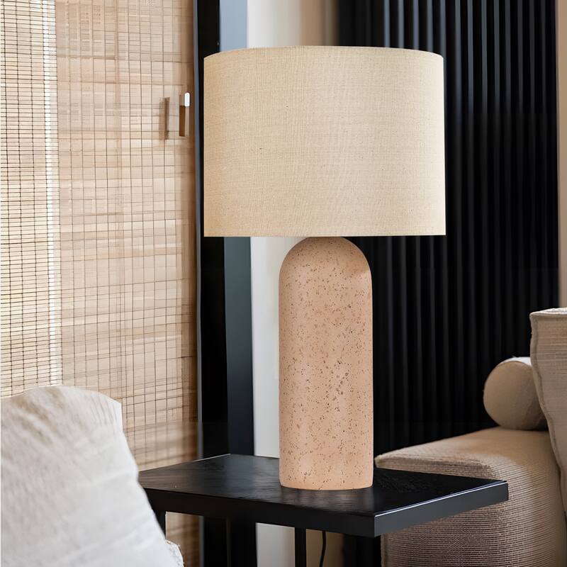 Ceramic Table Lamp with Drum Linen Shade