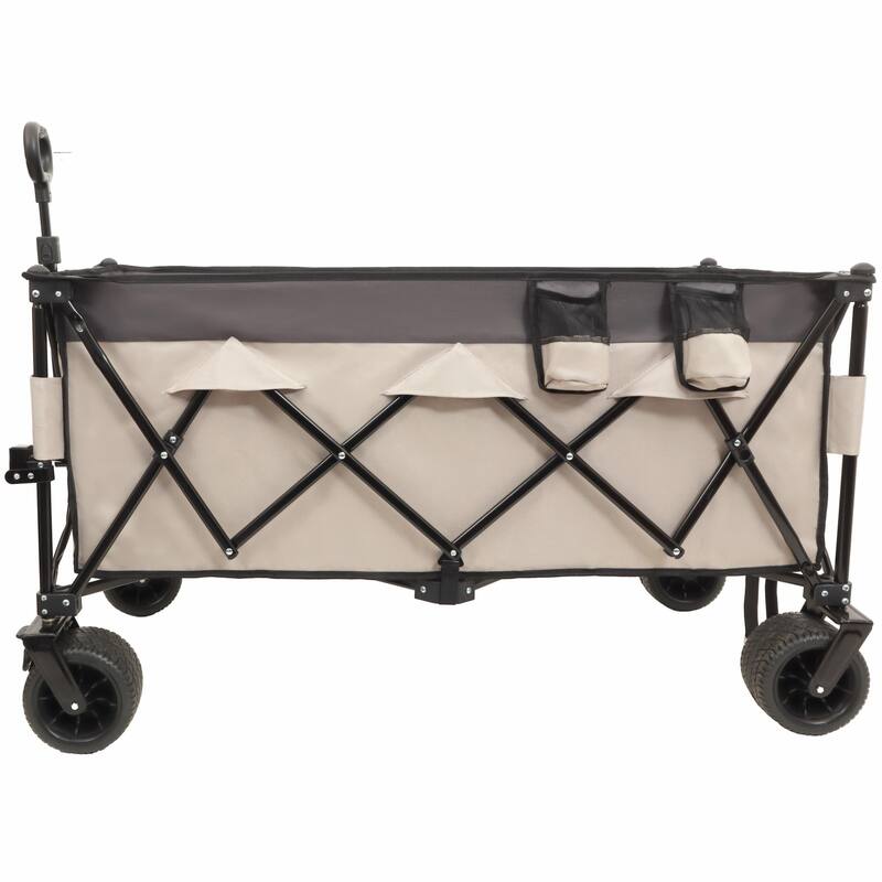 Heavy-Duty Foldable Utility Wagon - 480lbs Capacity, Patented Ultra-Stable Frame - Khaki