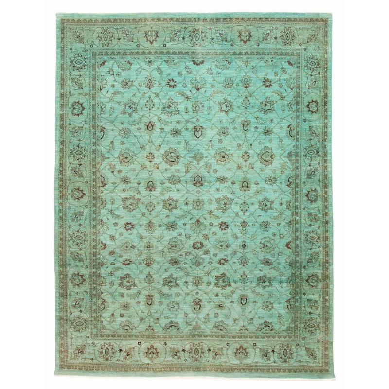 ECARPETGALLERY Hand-knotted Vibrance Cyan Wool Rug - 8'8 x 11'7 - Cyan - 8'8 x 11'7