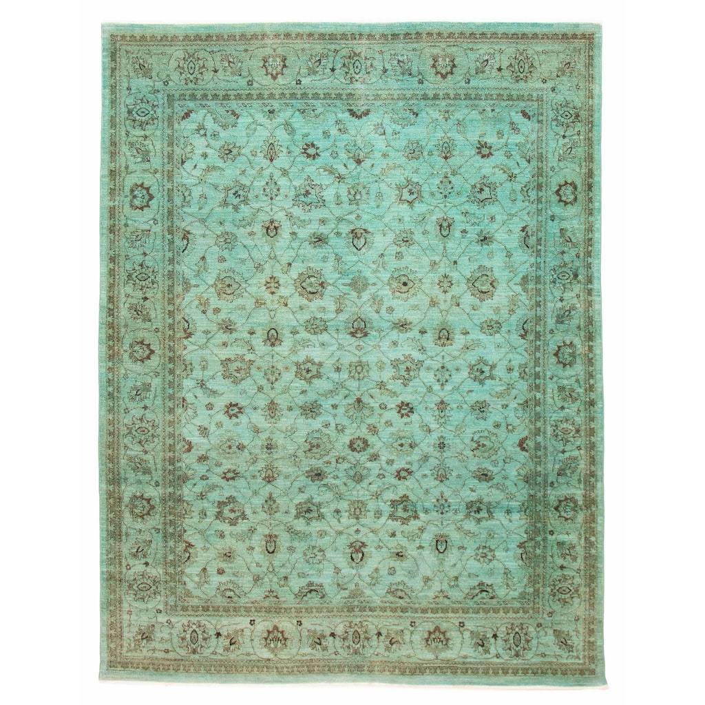 ECARPETGALLERY Hand-knotted Vibrance Cyan Wool Rug - 8'8 x 11'7