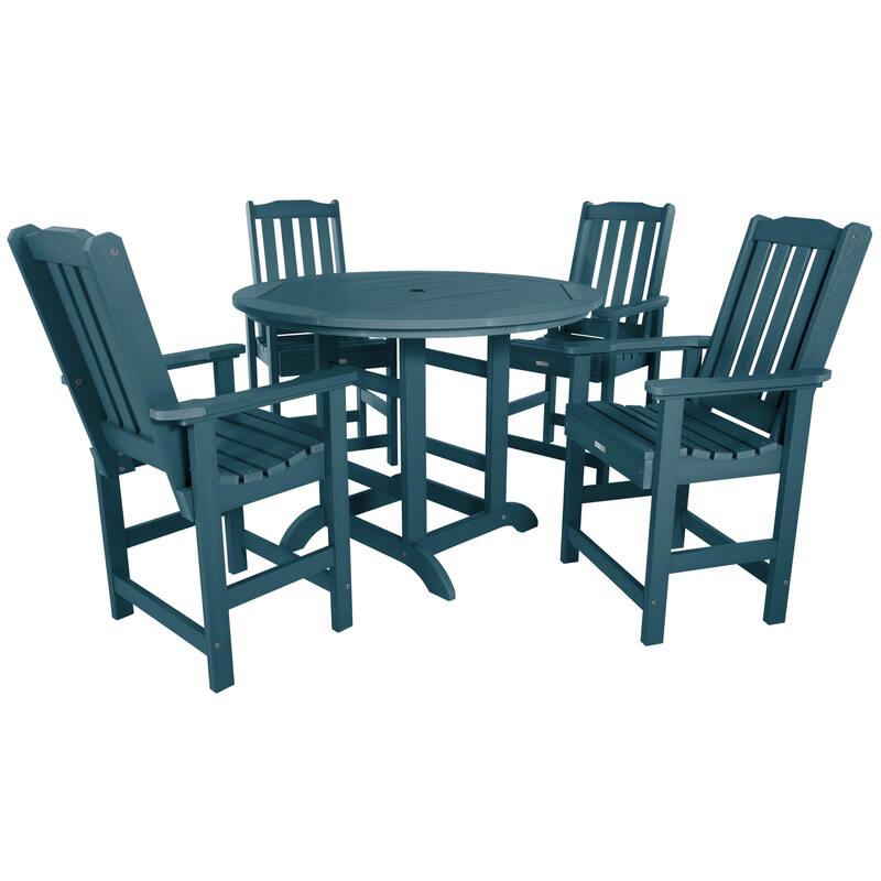 Lehigh 5-piece Outdoor Dining Set - 48" Round Table, Counter-height - Nantucket Blue
