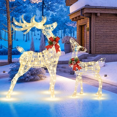 Costway 2 Pieces Lighted Christmas Reindeers Christmas Decoration - See Details