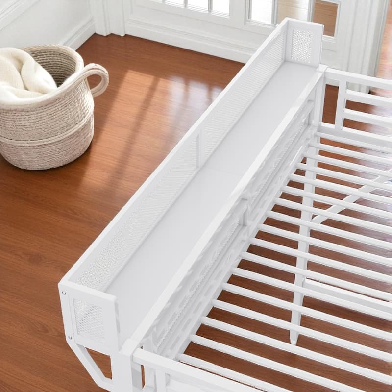 Twin XL Metal Loft Bed with Stairs, Storage Shelves and Wardrobe, High Loft Bed with Under-Bed Space