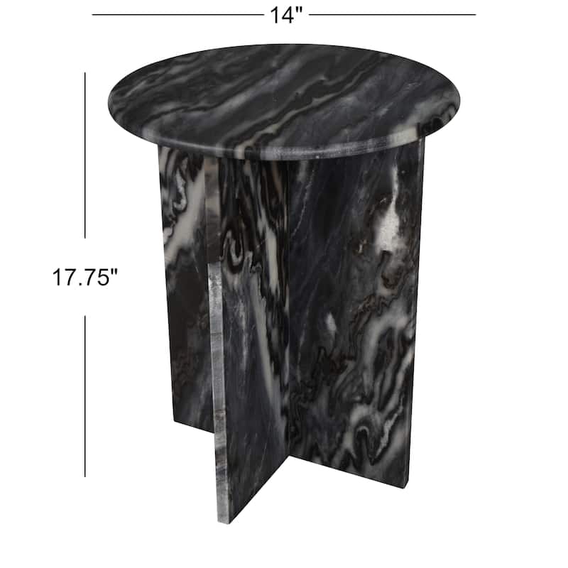 Cecil 17.75" Contemporary Natural Marble Handmade X-Shaped End Table, by JONATHAN Y.