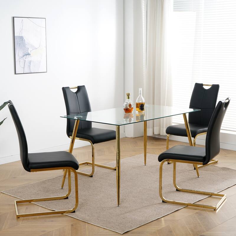 Modern Dining Chairs with Faux Leather Padded Seat