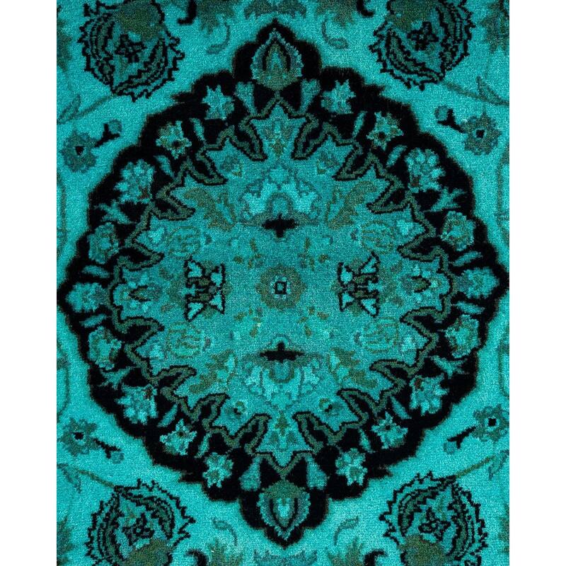 Overton Hand Knotted Wool Vintage Inspired Modern Contemporary Overdyed Blue Area Rug - 3' 1" x 5' 5"