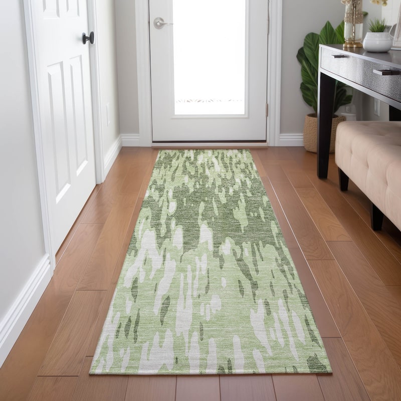 Machine Washable Indoor/ Outdoor Abstract Chantille Rug