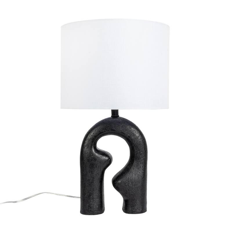Resin Table Lamp with Linen Drum Shade
