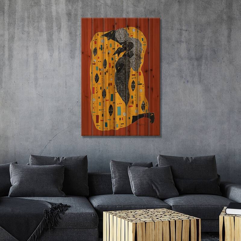 Klimt Noir - Brown Print On Wood by Aislinn Finnegan - Multi-Color