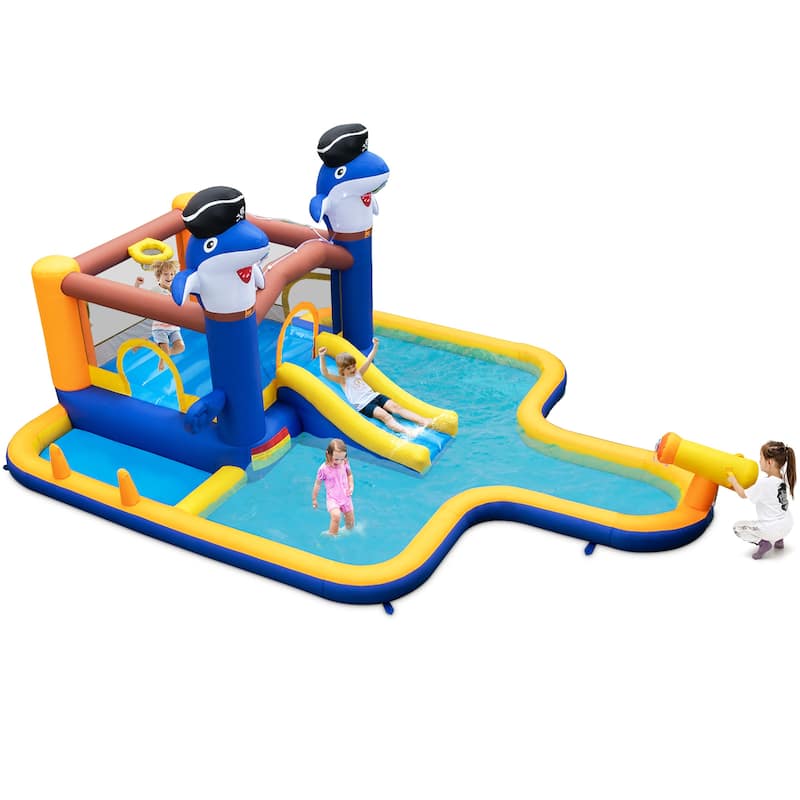 Gymax Inflatable Water Slide Park Bounce House Splash Pool Water