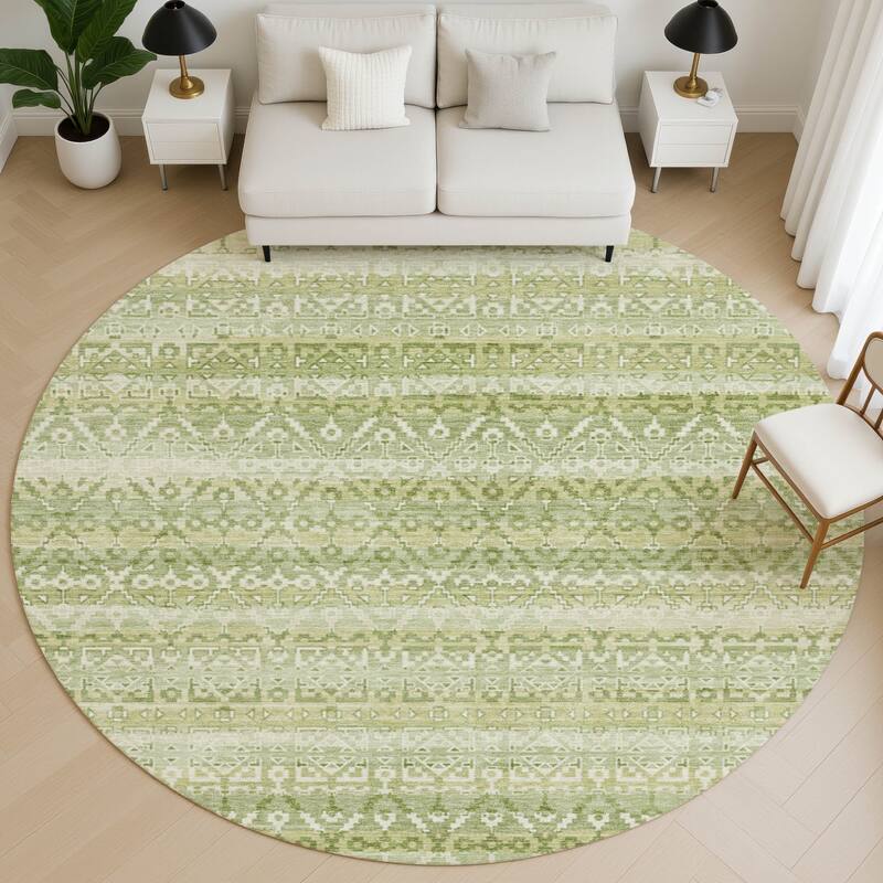 Premium Washable Super Soft Boho Stripes Mayfield Rug - Sage - 8' x 8'