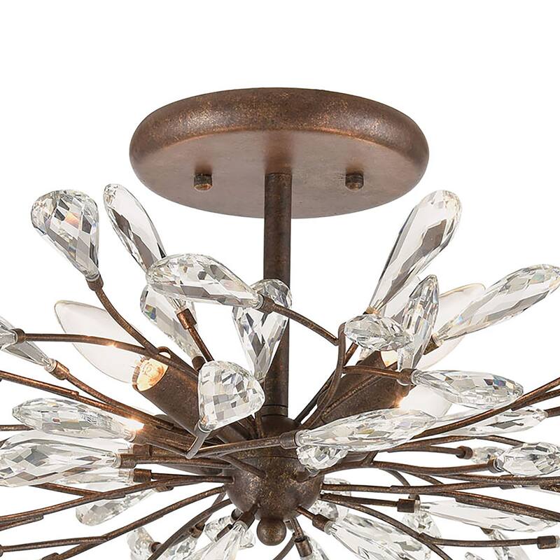 Elk Home Crislett Sunglow Bronze With Crystal 4 Light Semi Flush Mount