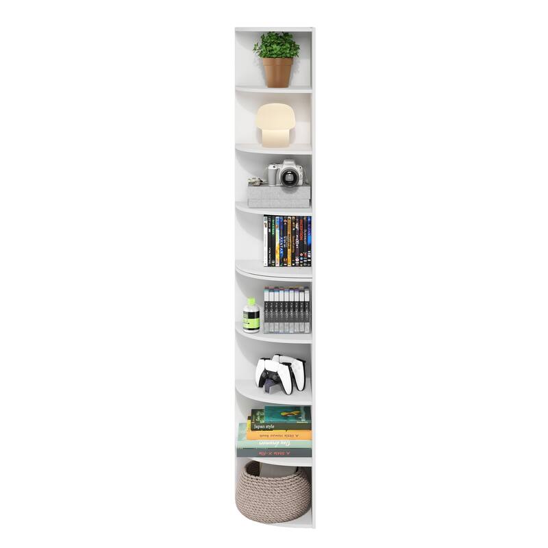 Furinno Econ 8-Tier Corner Shelf Bookcase, Bookshelf, Espresso