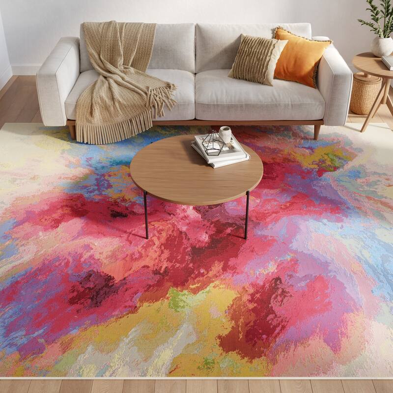 Nourison Color Splash Indoor/Outdoor Multicolored Abstract Area Rug