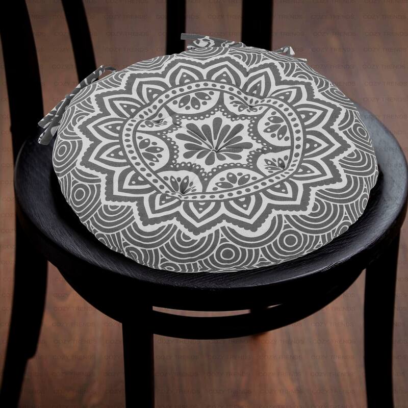 Handmade Cotton Round Chair Pads Cushions Seat Pad with Ties 15''x15'' for Dinning Chairs Office Chair Bench (Set of2)