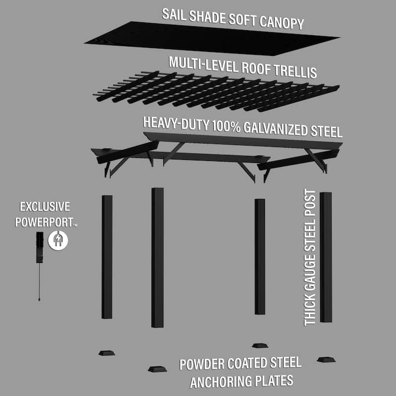 Backyard Discovery Stratford 12x10' Galvanized Steel Pergola w/ Canopy