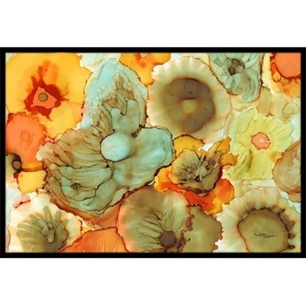 Carolines Treasures 8959JMAT Abstract Flowers Teal & Orange Indoor or Outdoor Mat 24 x 36 in.