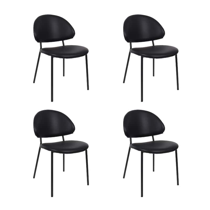 Manhattan Comfort Haven Vegan Leather Metal Side Chair - Set of 4