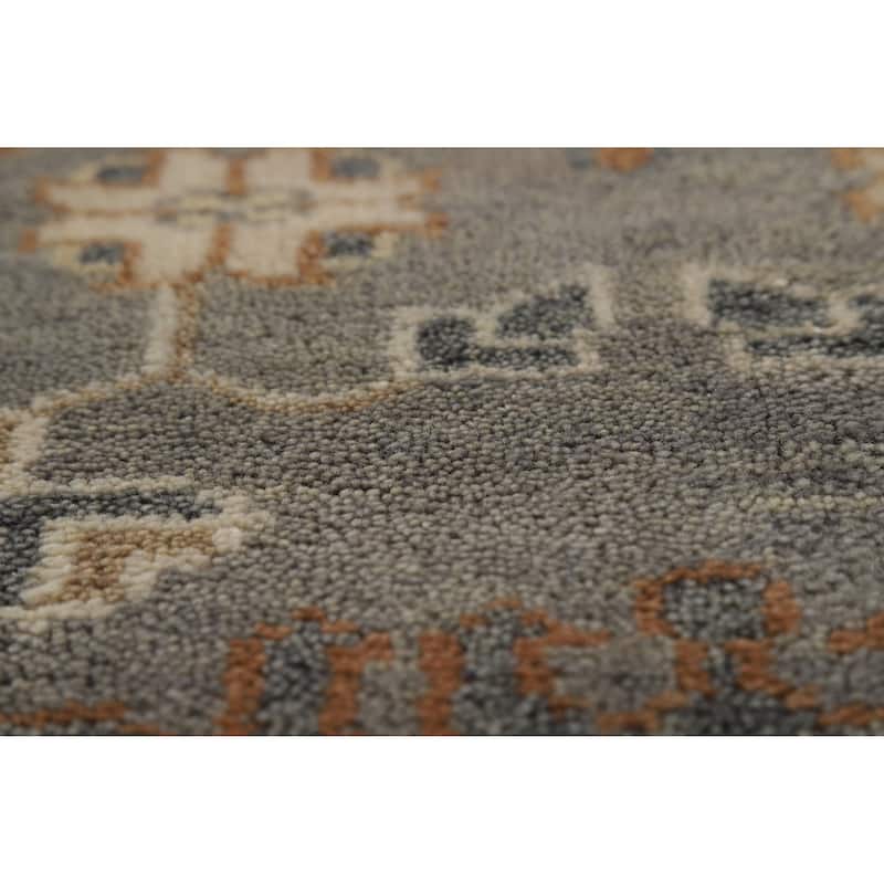 Gray Ivory Oushak Indian Area Rug Handmade Wool Carpet - 7'10" x 10'3"