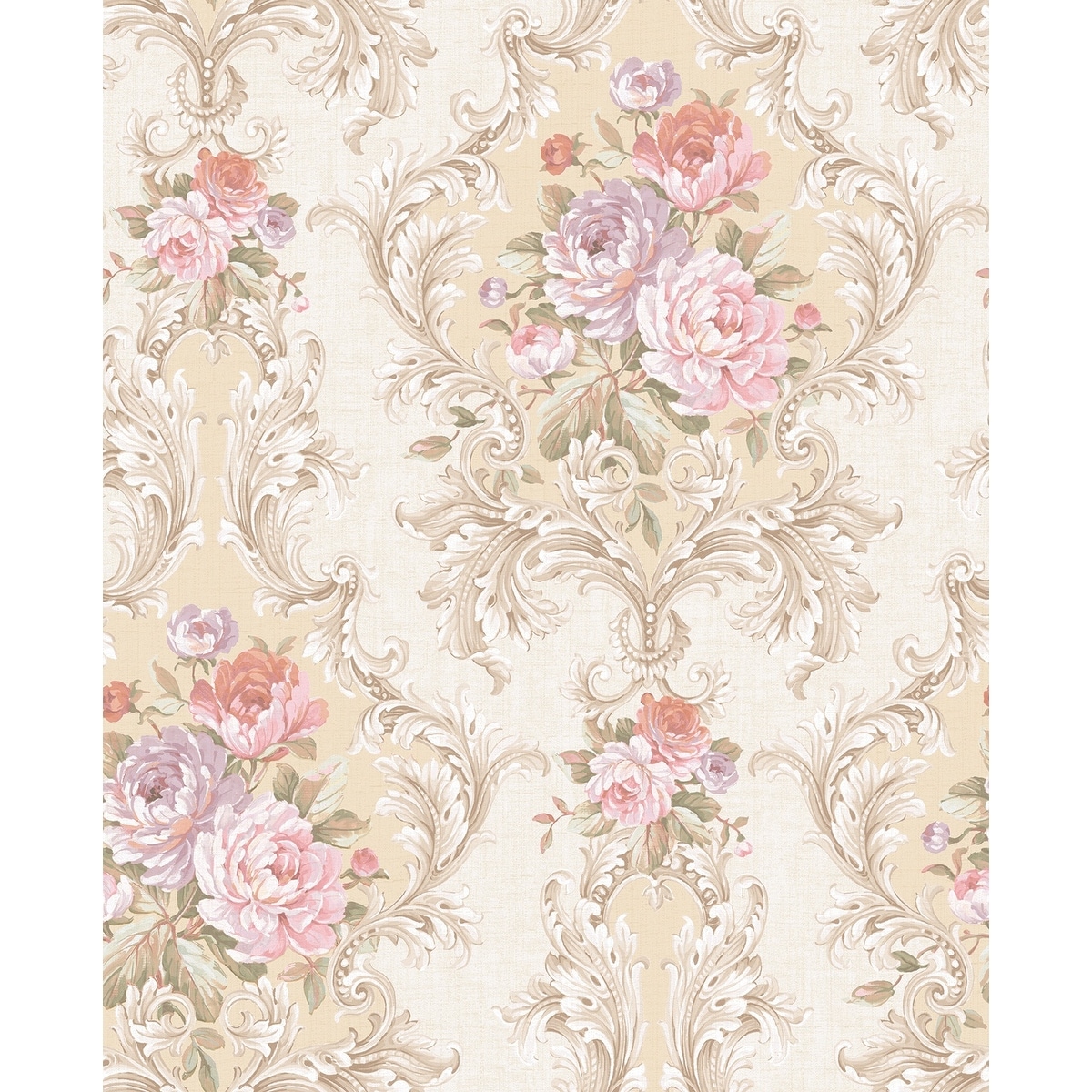 Seabrook Designs Florine Floral Cameo Unpasted Wallpaper