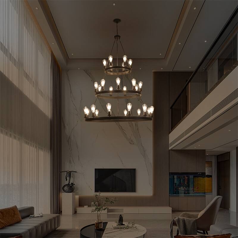 45" Retro Industrial Style 3-Layer Pendant Light (Bulb Not Included)
