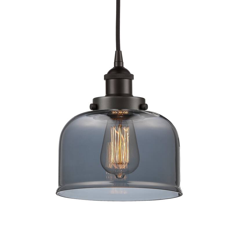 Innovations Lighting 616-1PH-10-8 Bell Pendant Bell 8" Wide Mini - Oil Rubbed Bronze / Plated Smoke